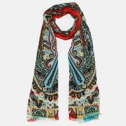 Pre Owned Etro Multicolor Paisley Print Modal Blend Scarf 