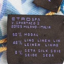 Etro Blue Paisley Print Modal Blend Scarf