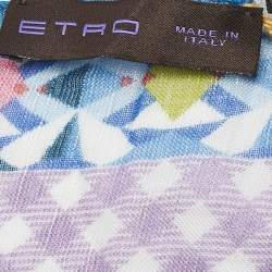 Etro Blue Paisley Print Modal Blend Scarf