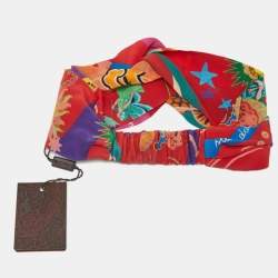 مملوكة مسبقًا Etro Red Floral Print Silk Headband