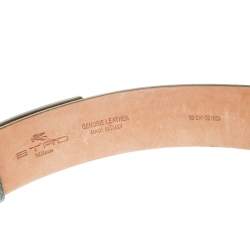Pre Owned Etro Grey Stingray Leather Buckle Detail Belt Size 90 CM