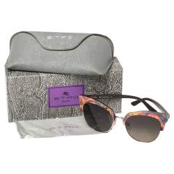 Pre Owned Etro Brown/Orange Paisley Gradient ET108S Cat Eye Sunglasses