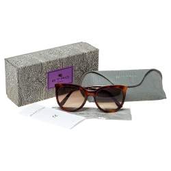Pre Owned Etro Gold/Havana Gradient ET656S Cat Eye Sunglasses