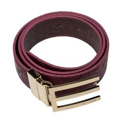 Pre Owned Etro Burgundy Leather Buckle Detail Belt 105 CM