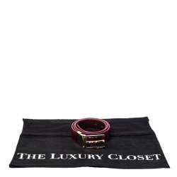 Pre Owned Etro Burgundy Leather Buckle Detail Belt 105 CM
