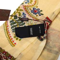 Pre Owned Etro Beige Floral Paisley Print Cashmere Scarf
