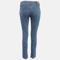 Pre Owned Etro Blue Paisley Pattern Denim Skinny Jeans L Waist 31"