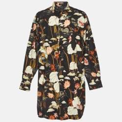 Etro Black Tiger & Water Lily Print Cotton Shirt Dress XL