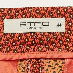 Etro Orange Patterned Crepe Trousers M