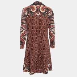 Pre Owned Etro Multicolor Paisley Print Crepe Wool Flared Short Dress M