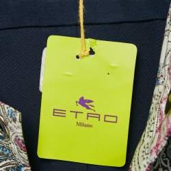 Pre Owned Etro Navy Blue Printed Cotton Button Front Mini Dress S