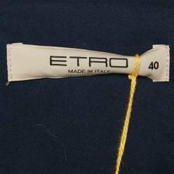 Pre Owned Etro Navy Blue Printed Cotton Button Front Mini Dress S