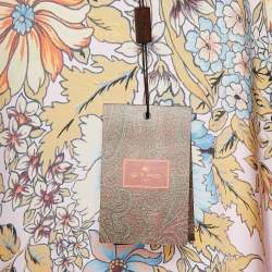 Etro Lilac Floral Print Silk Crepe Button Front Shirt XL