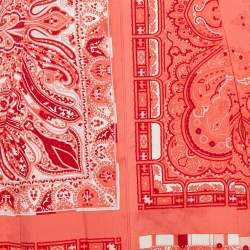Etro Red Printed Cotton Box Pleat Detail Short Skirt L