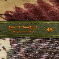 Pre Owned Etro Beige Printed Wool Blend Long leeve Top L