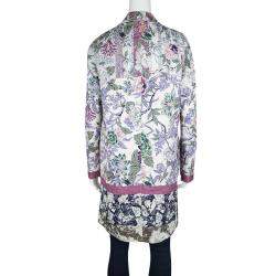 Pre Owned Etro Multicolor Floral Printed Textured Cotton Blend Overcoat M