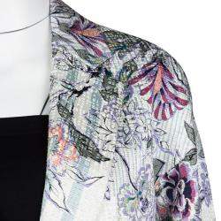 Pre Owned Etro Multicolor Floral Printed Textured Cotton Blend Overcoat M