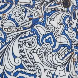 مملوكة مسبقًا Etro Blue Paisley Print Denim Skinny Jeans S Waist 26" 