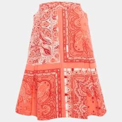 Pre Owned Etro Red Bandana Print Cotton Short Skirt L