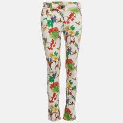 Pre Owned Etro Multicolor Jungle Print Denim Skinny Jeans S/Waist 27"
