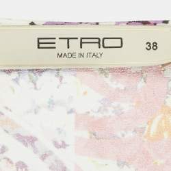 مملوكة مسبقًا Etro Multicolor Printed Crepe Belted Midi Dress S