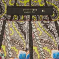 Pre Owned Etro Multicolor Printed Silk Mandarin Collar Blouse M