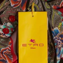 Pre Owned Etro Multicolor Printed Silk Mandarin Collar Blouse M