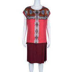 Etro Multicolor Printed Silk Layered Midi Dress M