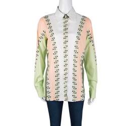 Etro Colorblock Printed Cotton Long Sleeve Button Front Shirt M