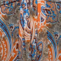 Pre Owned Etro Printed Multicolor Printed Knit Draped Maxi Skirt L