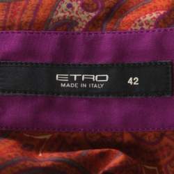 Pre Owned Etro Burnt Orange Paisley Print Cotton Fitted Button Down Shirt M