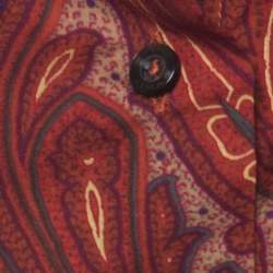 Pre Owned Etro Burnt Orange Paisley Print Cotton Fitted Button Down Shirt M