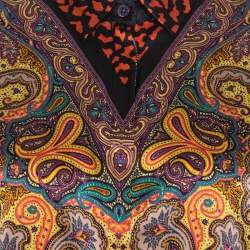 Pre Owned Etro Multicolor Paisley Print Silk Button Front Shirt M