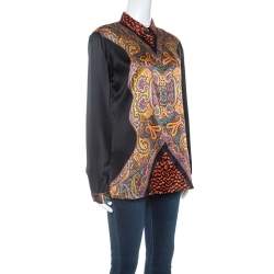 Pre Owned Etro Multicolor Paisley Print Silk Button Front Shirt M