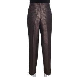 Pre Owned بنطلون ايترو ضيق بروكيد ميتالك بنفسجي M