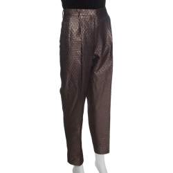 Pre Owned بنطلون ايترو ضيق بروكيد ميتالك بنفسجي M