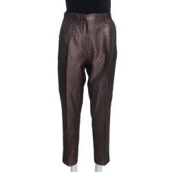 Pre Owned بنطلون ايترو ضيق بروكيد ميتالك بنفسجي M