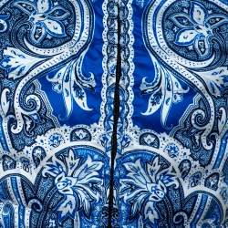 Pre Owned Etro Blue Paisley Print Quilted Puffer Vest M