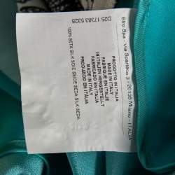 Pre Owned Etro Blue Paisley Printed Silk Crepe De Chine Maxi Skirt S