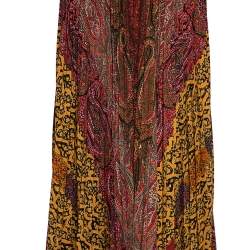 Pre Owned Etro Multicolored Paisley Printed Crepe Pleated Maxi Skirt S