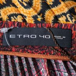 Pre Owned Etro Multicolored Paisley Printed Crepe Pleated Maxi Skirt S