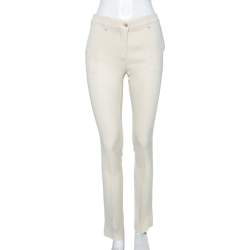 مملوكة مسبقًا بنطلون ايترو كريب كريمي مفصل مقاس صغير (سمول)