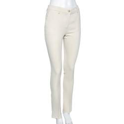 مملوكة مسبقًا بنطلون ايترو كريب كريمي مفصل مقاس صغير (سمول)