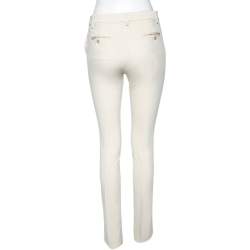 مملوكة مسبقًا بنطلون ايترو كريب كريمي مفصل مقاس صغير (سمول)