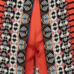 Pre Owned Etro Scarlet Orange Silk Crepe Tribal Print Mini Skirt S