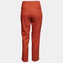 Pre Owned Etro Red Textured Crepe Trouser L