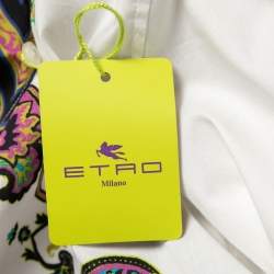 Pre Owned Etro White Paisley Printed Cotton Button Front Shirt M