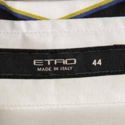 Pre Owned Etro White Paisley Printed Cotton Button Front Shirt M