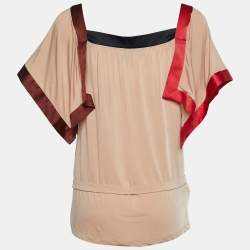 مملوكة مسبقًا Etro Multicolor Silk Blend Belt Detail Top M