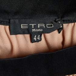 مملوكة مسبقًا Etro Multicolor Silk Blend Belt Detail Top M